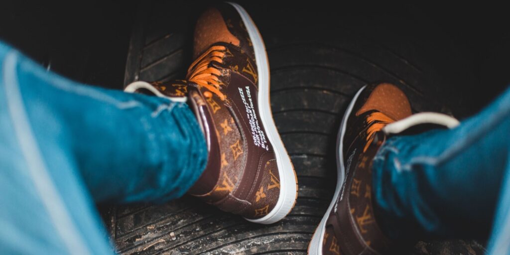Brown louis vuitton men's hightop sneakers
