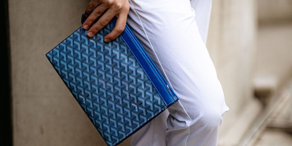 Blue maison goyard bag for men