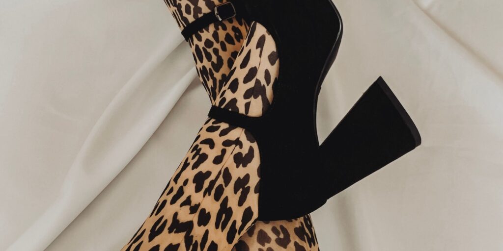 animal print stockings with black high heels