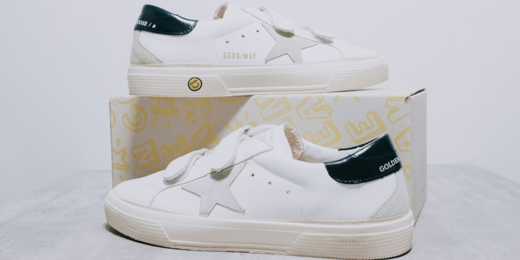 New pair of white golden goose shoes