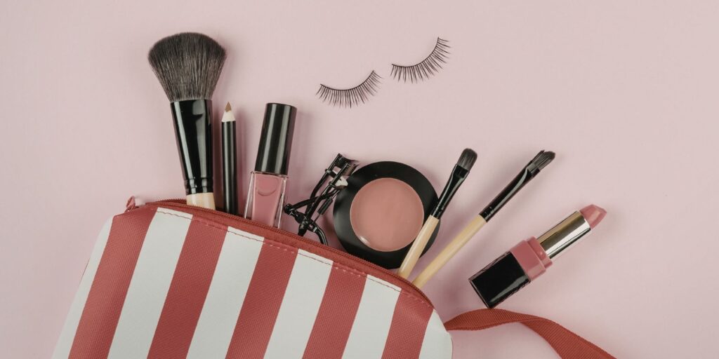 Make-up tumbling from a make-up bag from superdrug