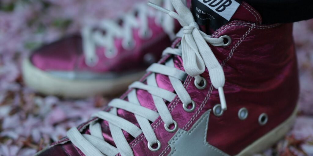 Sparkly pink golden goose high-tops