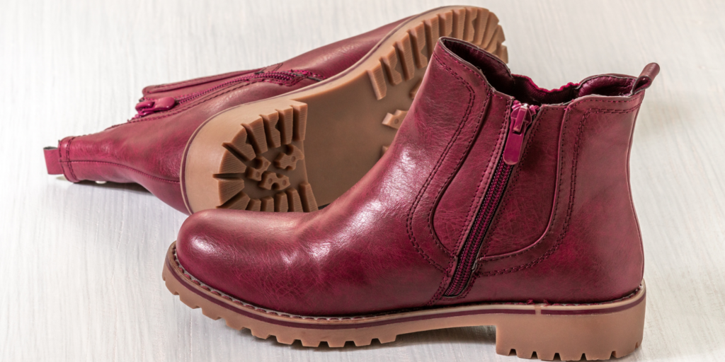 red leather ankle boots
