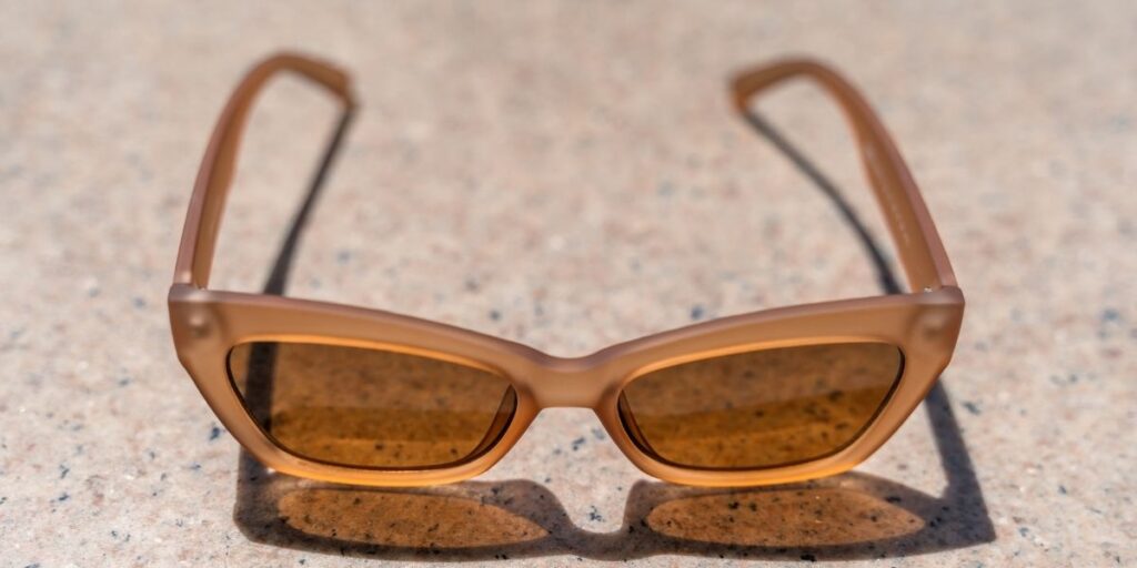 A pair of brown sunglasses